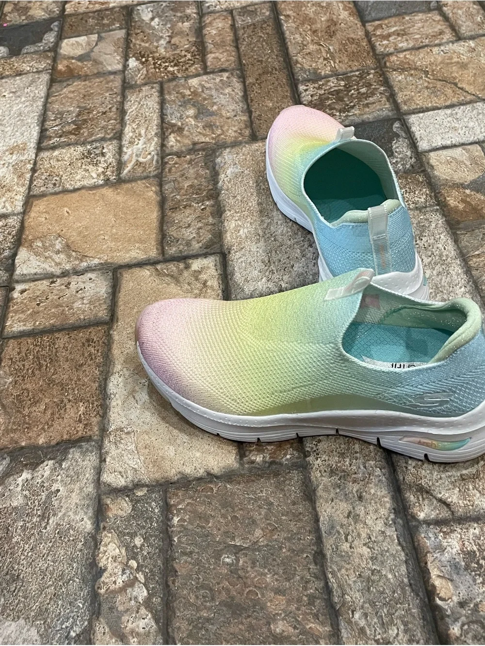 Skechers Arch Fit Good Vibrations - Women (7.5) Pastel Rainbow Slip On